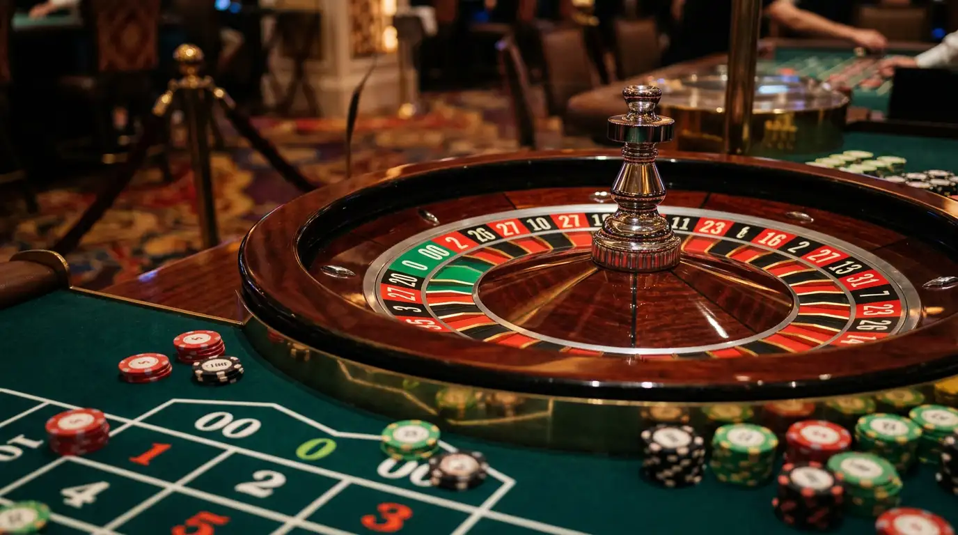 Amerikaans roulettewiel met dubbele nul in een online casino-omgeving