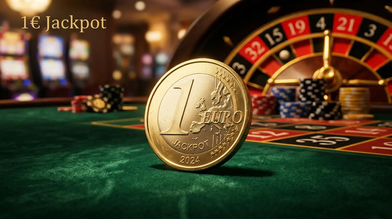 Speeltafel met fiches en een euromunt in een online casino-omgeving