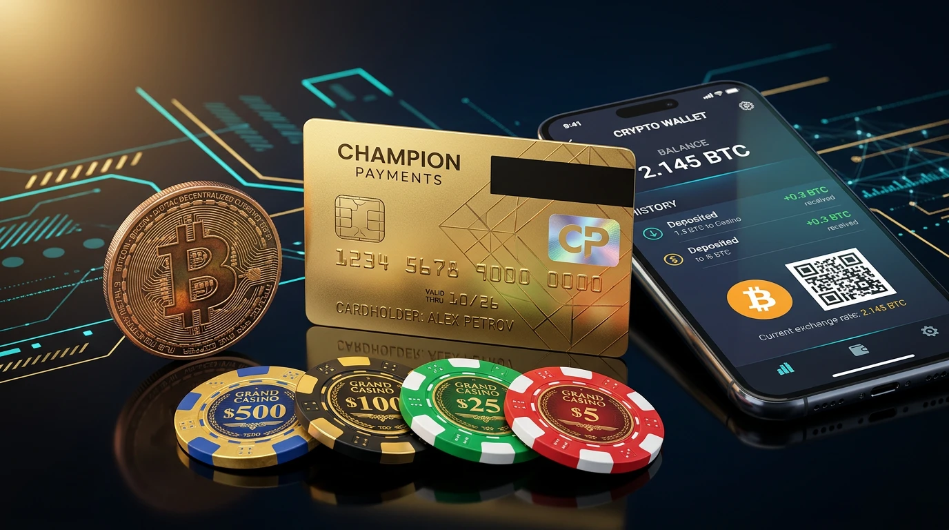 Online casino odeme yontemlerini temsil eden kredi kartlari ve dijital cuzdan gorseli