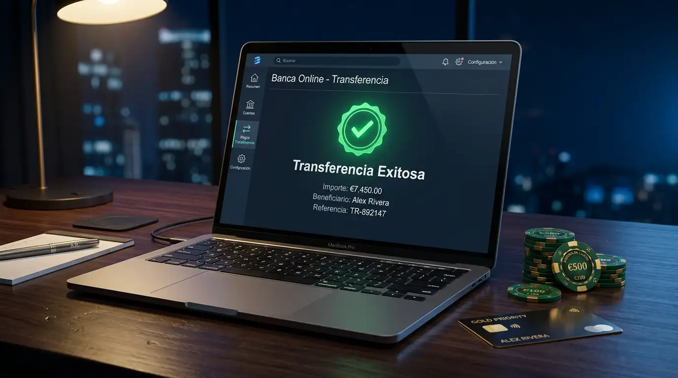Transferencia bancaria instantanea en un casino en linea con interfaz digital de pago seguro